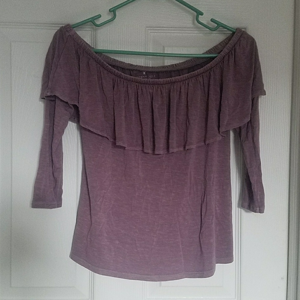 💜AEO Muted Purple Off Shoulder Top💜